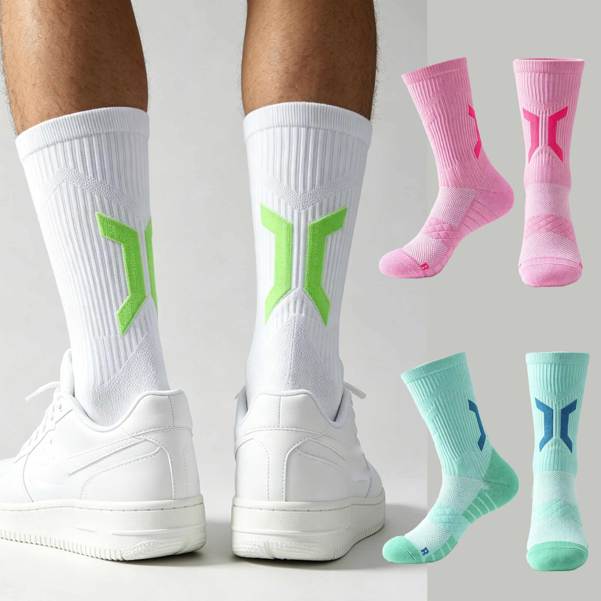 Athletic Sock Cushion - Męskie grube, amortyzowane skarpety do koszykówki,